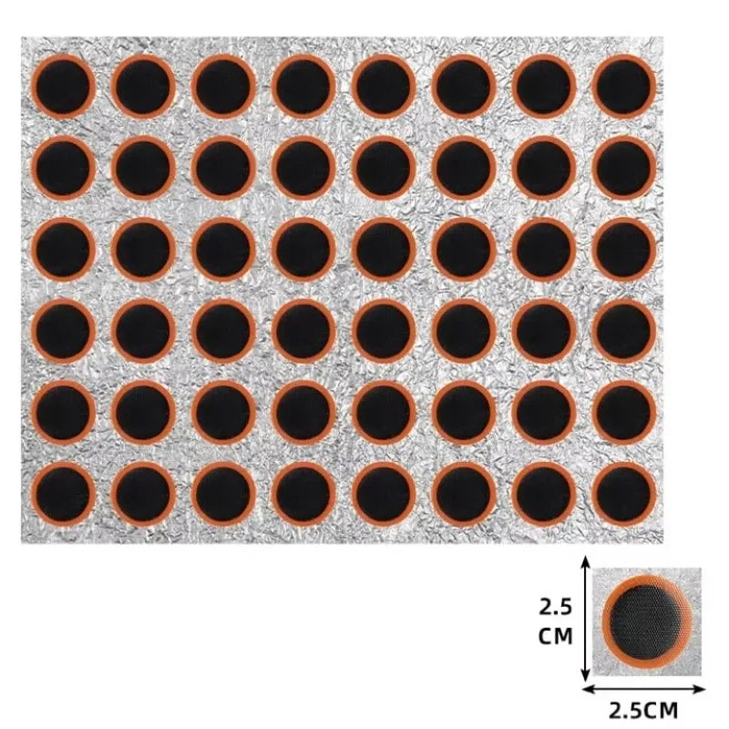 48pcs Tire Repair Patch with 2pcs Tire Lever  Self-Adhesive Inner Tube Patches for Mountain Bike Electric Scooter
