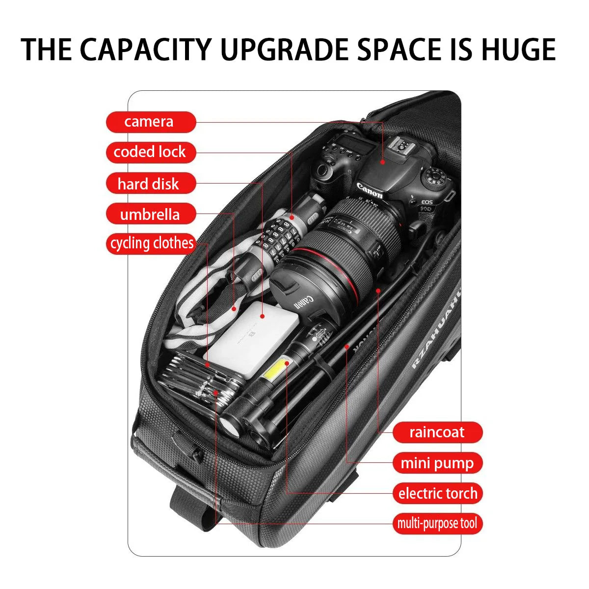 Large-capacity hard-shell rear camel bag for bicycles, waterproof rear seat shelf bag for cycling