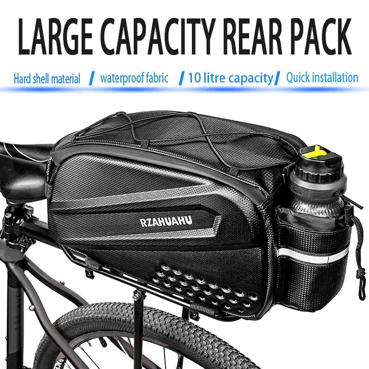 Large-capacity hard-shell rear camel bag for bicycles, waterproof rear seat shelf bag for cycling