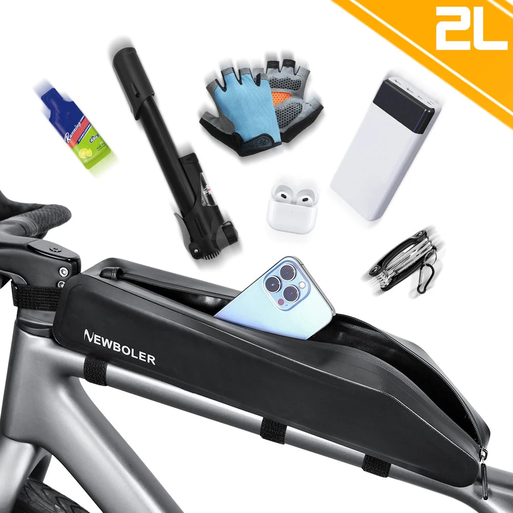 NEWBOLER 2L Bike Frame Front Tube Bag Bike Packing Pouch MTB Road Bike Tool Bag Cycling Top Tube Bag Bicycle Accessories