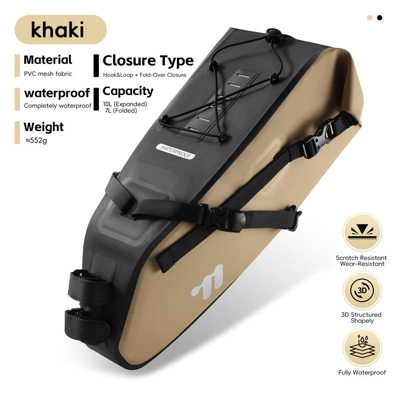 WEST BIKING Bicycle Saddle Bag 10-14L Large Capacity Full Waterproof Cycling Tail Bag Daily Travel Storage Bag MTB Bike Access