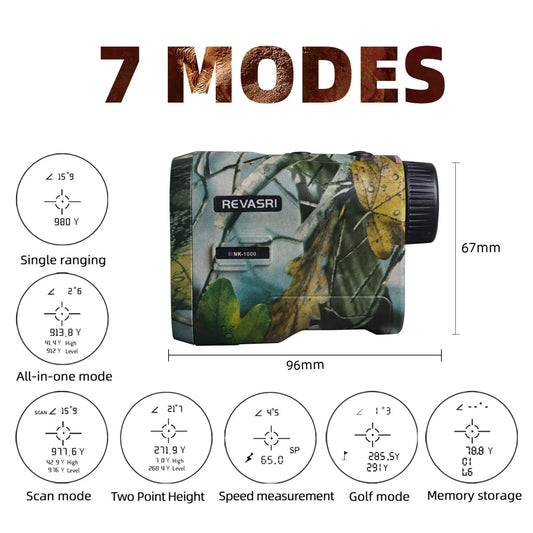REVASRI Hunting Laser Rangefinder 1000 Yards with Type-C Rechargeable Hunting Range Finder with Target Acquisition Technology