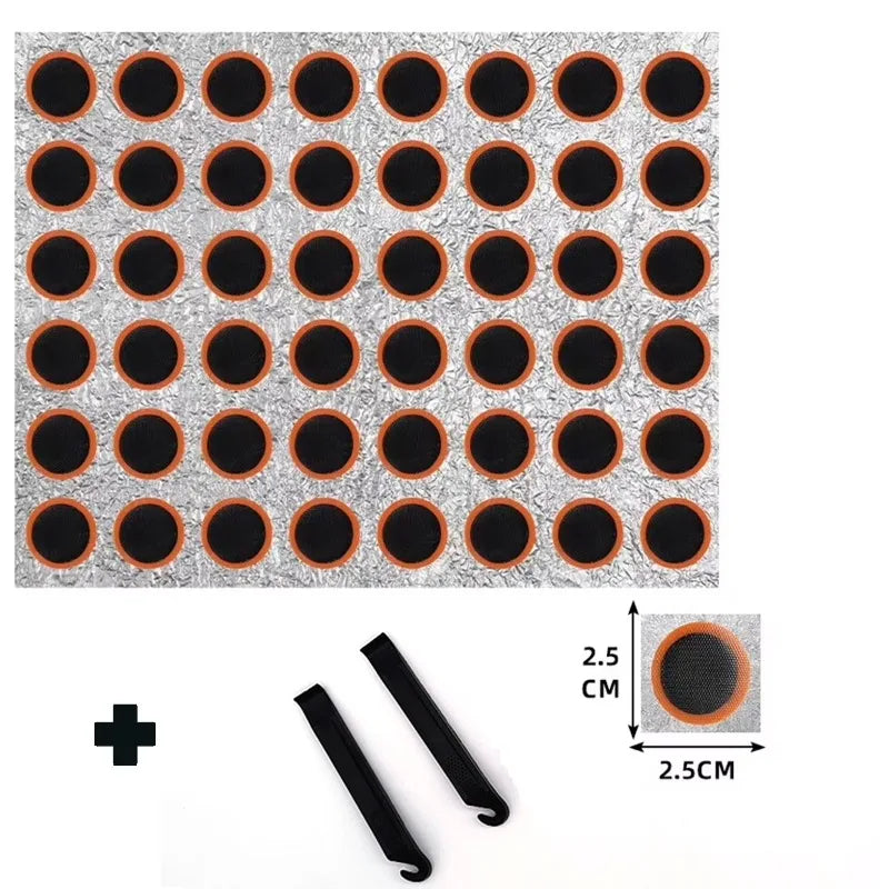 48pcs Tire Repair Patch with 2pcs Tire Lever  Self-Adhesive Inner Tube Patches for Mountain Bike Electric Scooter
