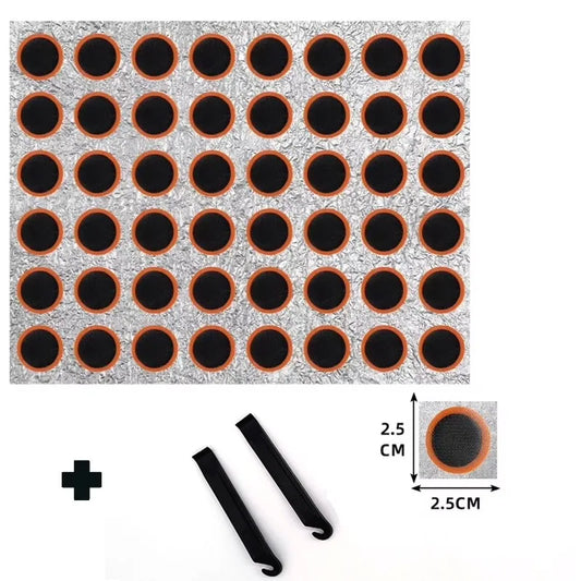 48pcs Tire Repair Patch with 2pcs Tire Lever  Self-Adhesive Inner Tube Patches for Mountain Bike Electric Scooter