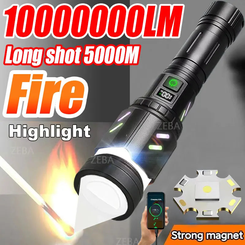 Ultra Powerful Lamp With 5 Modes Super High Power Rechargeable Flashlight Outdoor Lantern Camping Flashlights Can Make Fire