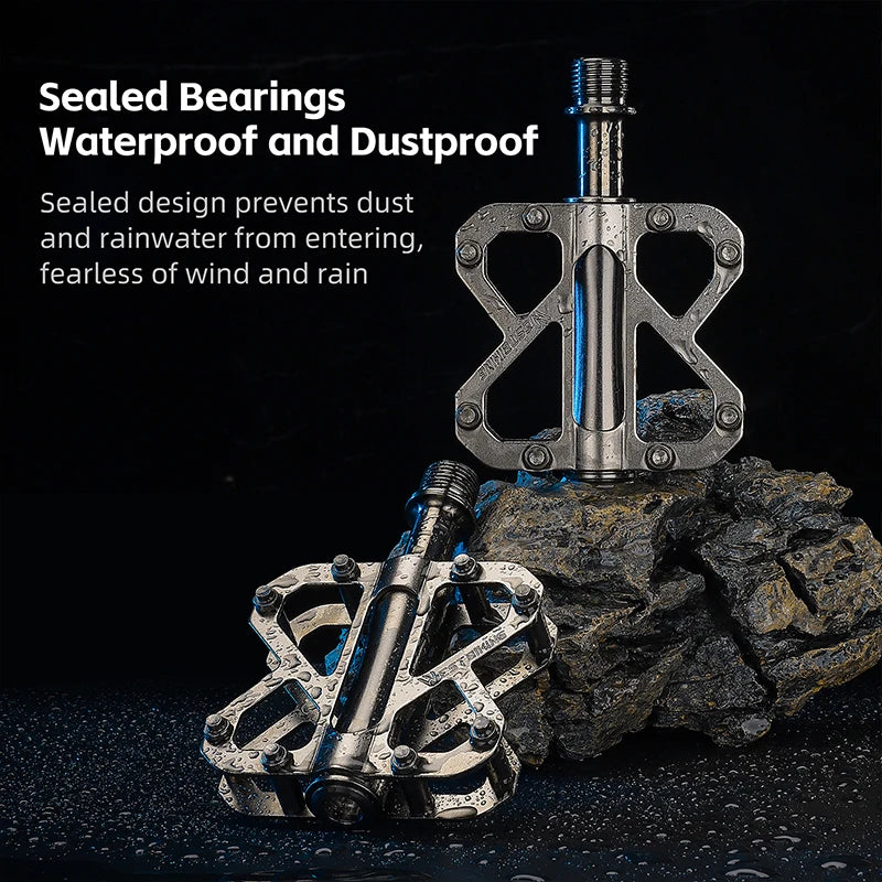 WEST BIKING All Titanium Alloy Bicycle Pedals 3 Bearings Racing Pedal Lightweight Cycling Flat Pedal MTB Road Bike Accessories