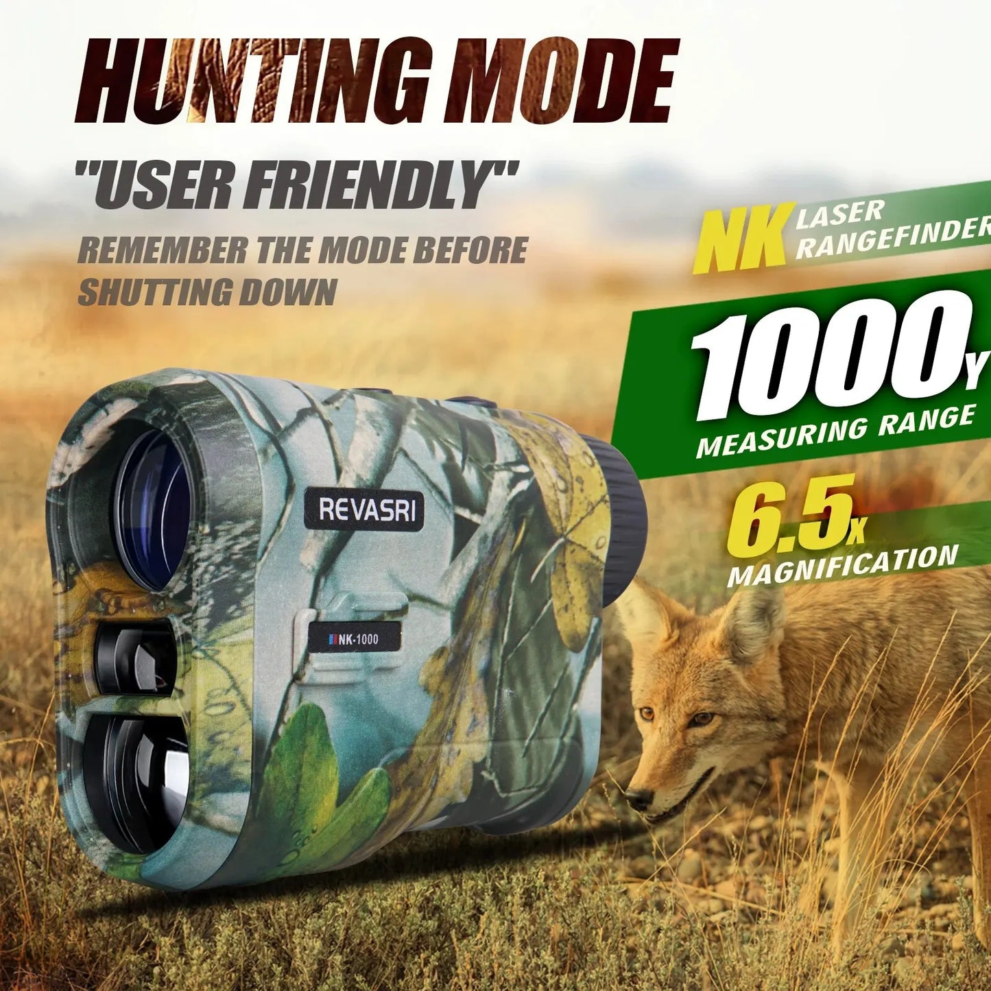 REVASRI Hunting Laser Rangefinder 1000 Yards with Type-C Rechargeable Hunting Range Finder with Target Acquisition Technology