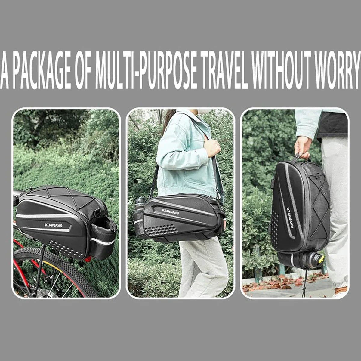 Large-capacity hard-shell rear camel bag for bicycles, waterproof rear seat shelf bag for cycling