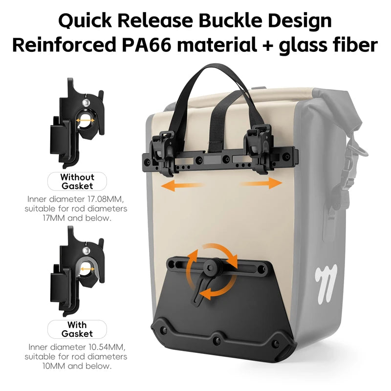 WEST BIKING Bike Pannier Bag 18-28L Full Waterproof Travel Bicycle Rear Seat Trunk Quick Release Buckle Cycling Bag Bike Access