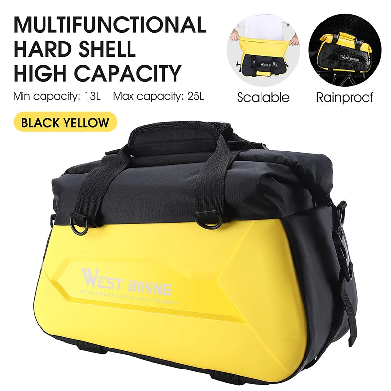 WEST BIKING Portable Bicycle Trunk Bag  Expandable 13-25L Bike Cargo Carrier Bag Waterproof Cycling Rear Rack Suitcase Accessory