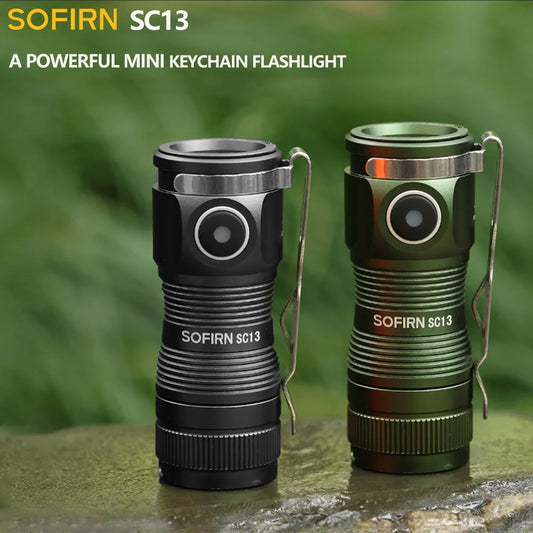 SOFIRN SC13 Black Green 519A/SST40 LED 1300lm Mini Tactical 18350 Flashlight 6000K Keychain Emergency Torch