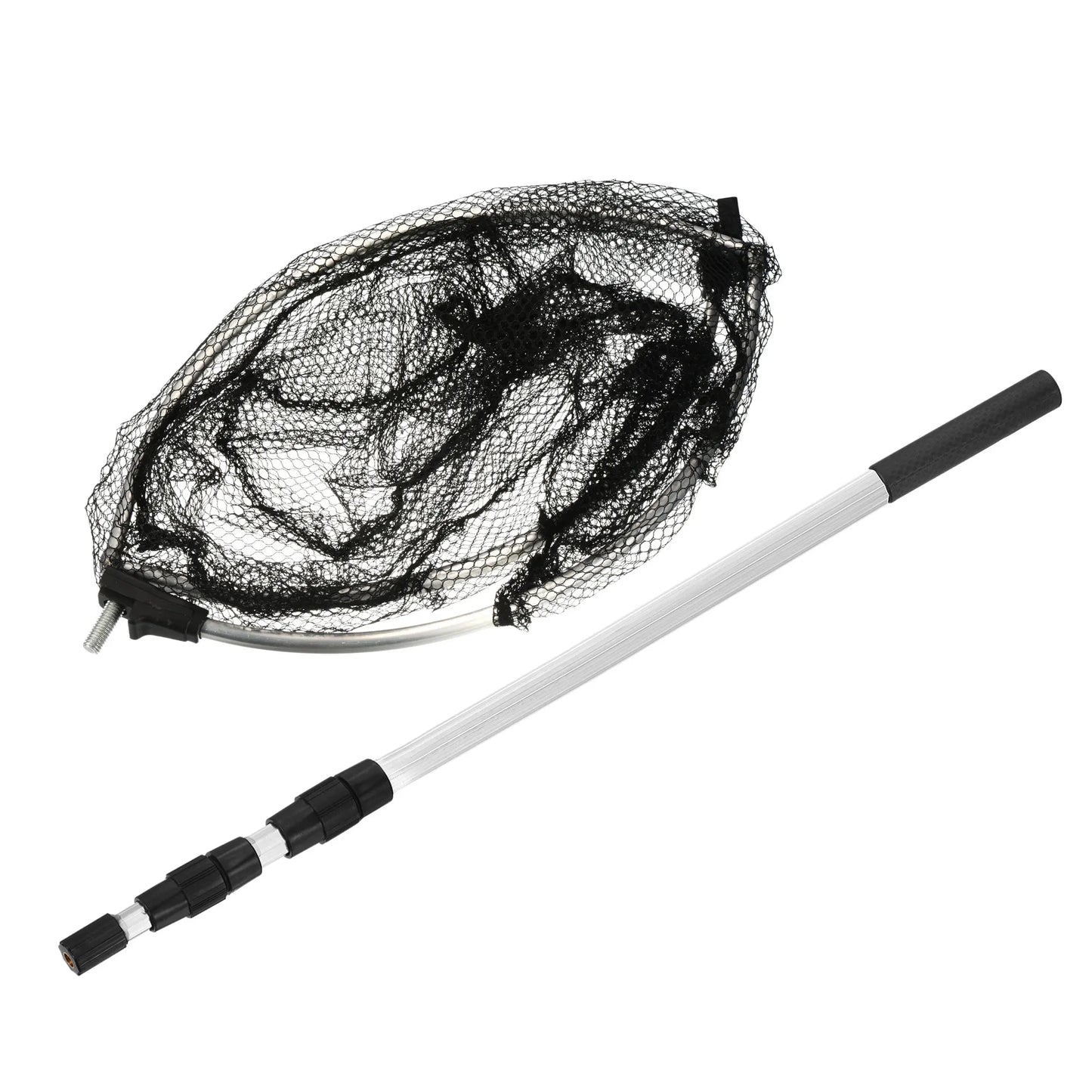 Folding Fishing Net Round Extend to 4.9ft Aluminium Alloy Telescopic Landing Pole Handle with M8 Thread for Freshwater Saltwater