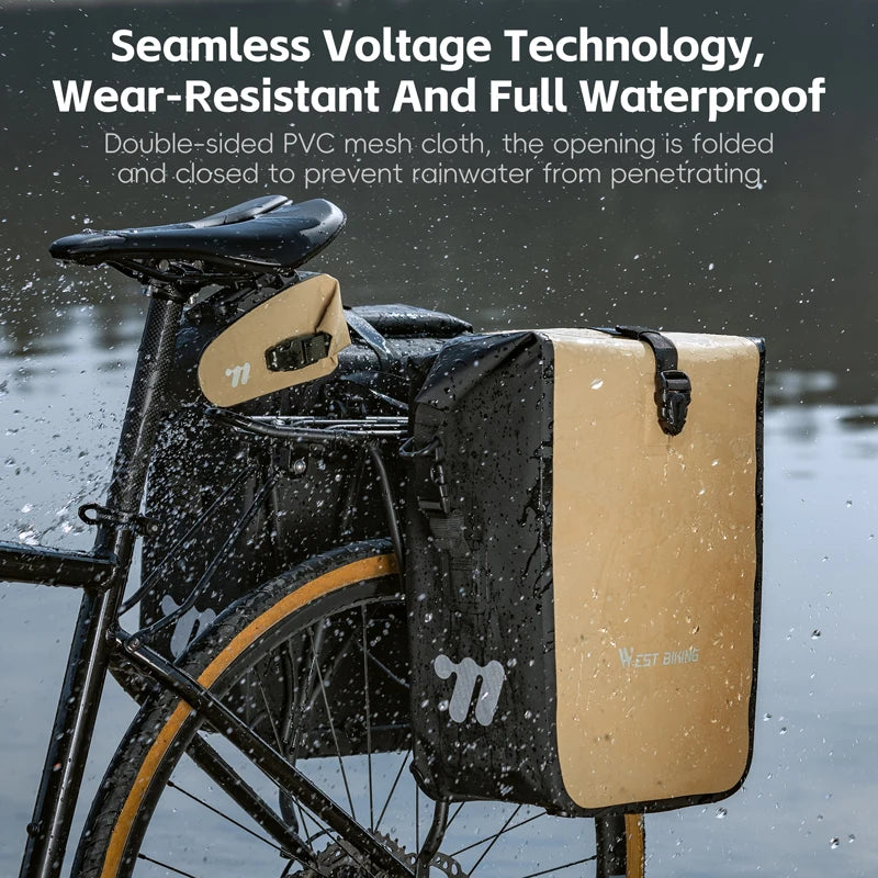 WEST BIKING Bike Pannier Bag 18-28L Full Waterproof Travel Bicycle Rear Seat Trunk Quick Release Buckle Cycling Bag Bike Access