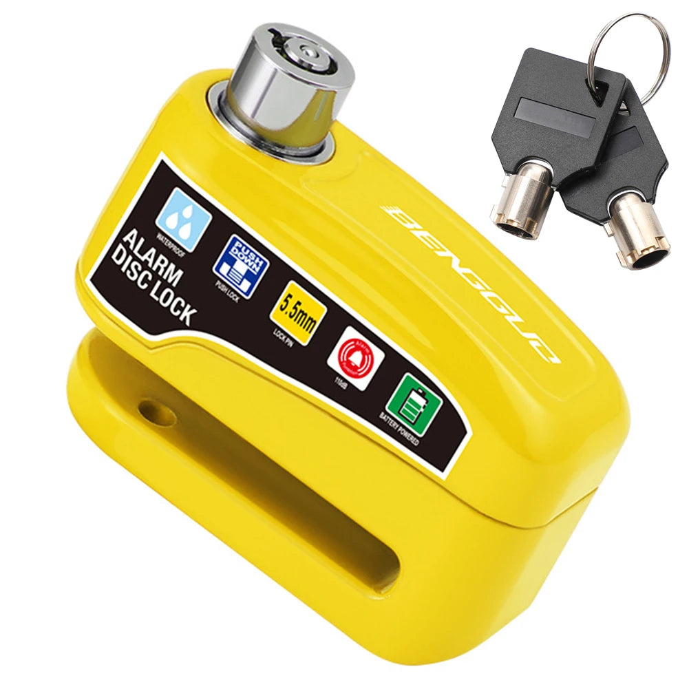 Bicycle Alarm Disc Brake Electric Lock Anti Theft Motorcycle Alarm Brake Rotor Padlock Waterproof Motorcycle Bike Accessories