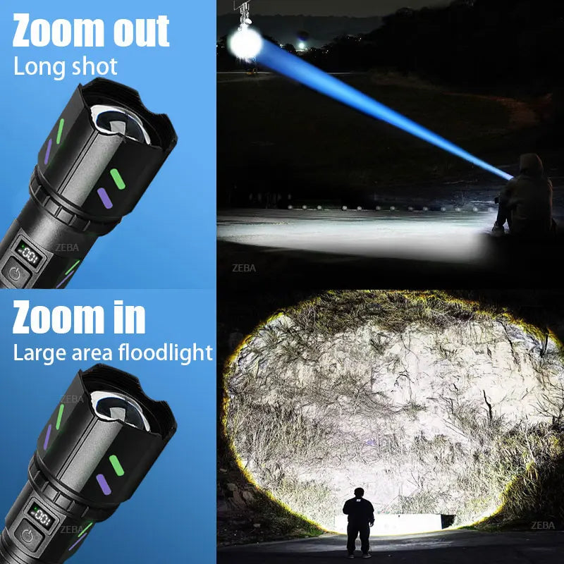 Ultra Powerful Lamp With 5 Modes Super High Power Rechargeable Flashlight Outdoor Lantern Camping Flashlights Can Make Fire