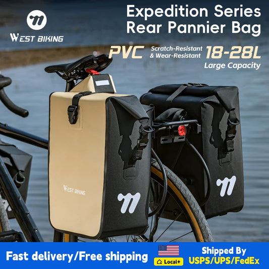 WEST BIKING Bike Pannier Bag 18-28L Full Waterproof Travel Bicycle Rear Seat Trunk Quick Release Buckle Cycling Bag Bike Access