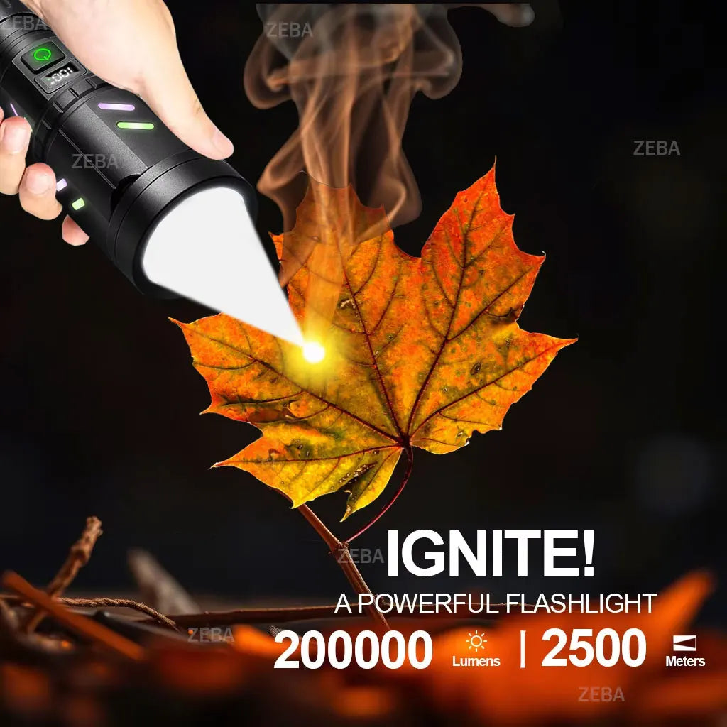 Ultra Powerful Lamp With 5 Modes Super High Power Rechargeable Flashlight Outdoor Lantern Camping Flashlights Can Make Fire