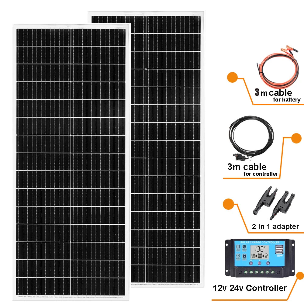 Rigid Solar panel 1000W / 400W /500W/ 300W / 200W / 100W Solar Panels charger battery Charging module Cell For Car Boat Home RV