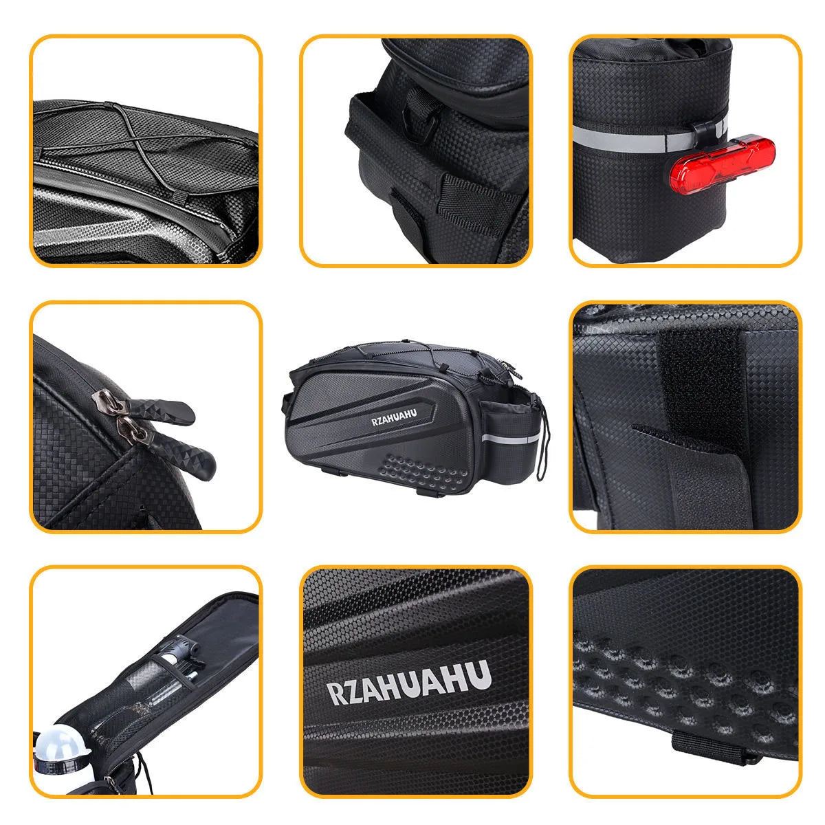 Large-capacity hard-shell rear camel bag for bicycles, waterproof rear seat shelf bag for cycling
