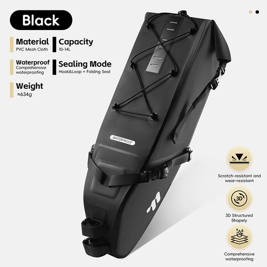 WEST BIKING Bicycle Saddle Bag 10-14L Large Capacity Full Waterproof Cycling Tail Bag Daily Travel Storage Bag MTB Bike Access