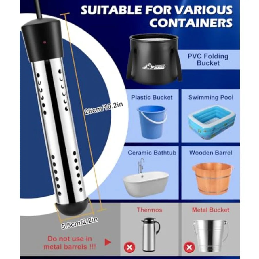 2026 Upgraded Portable Shower for Camping with Heater Rechargeable Camping Shower with Intelligent LED Display 5 Gal Foldable B