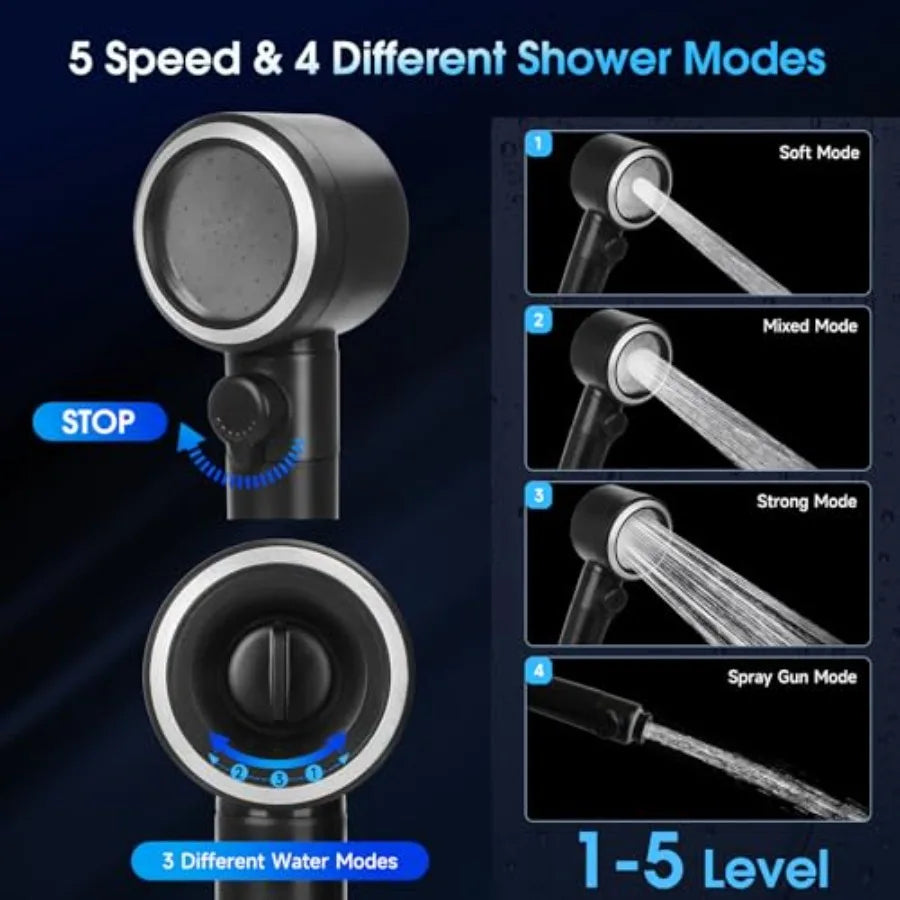 Portable Shower with Water Heater Camping Shower Pump with 8000mAh Battery 5-Speed Settings LCD Display 6L/min IPX8 Portable Sh