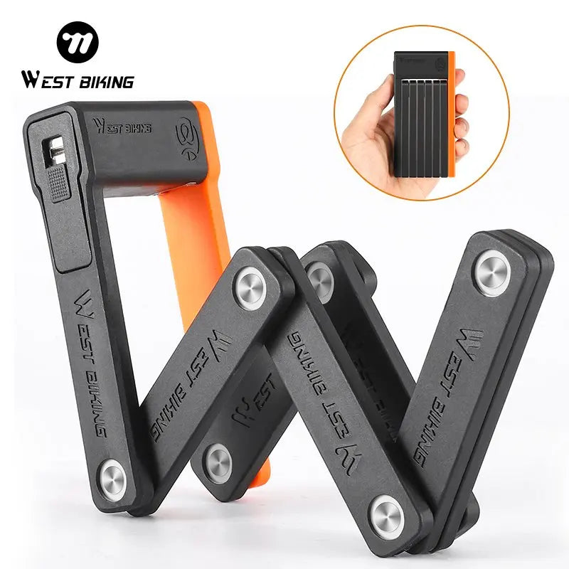 WEST BIKING Foldable Bicycle Lock Security Anti-theft Cycling Lock With 3 Keys Portable MTB Road Bike E-Bike Foldable Lock
