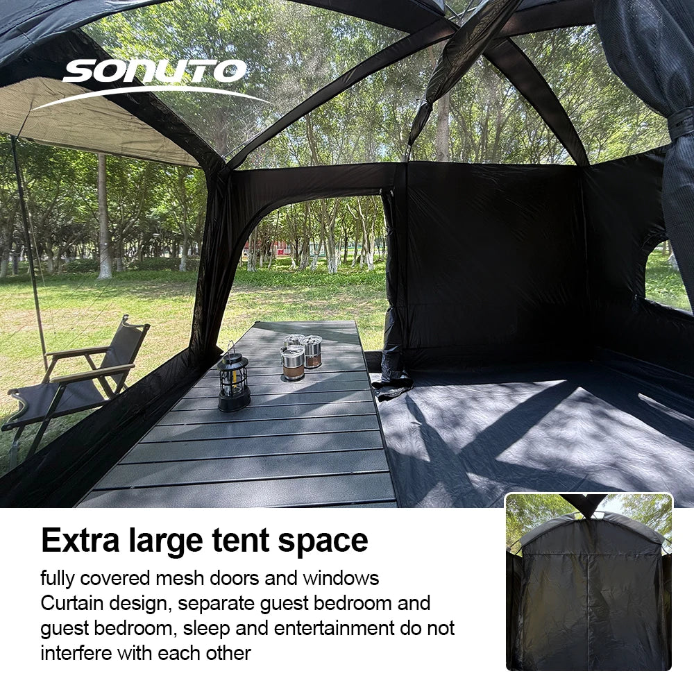 Family Camping Tent 8-12 Person 2 Room with Mosquito Net Sun Roof Instant Pop Up Windproof Large Outdoor Tent for Backyard