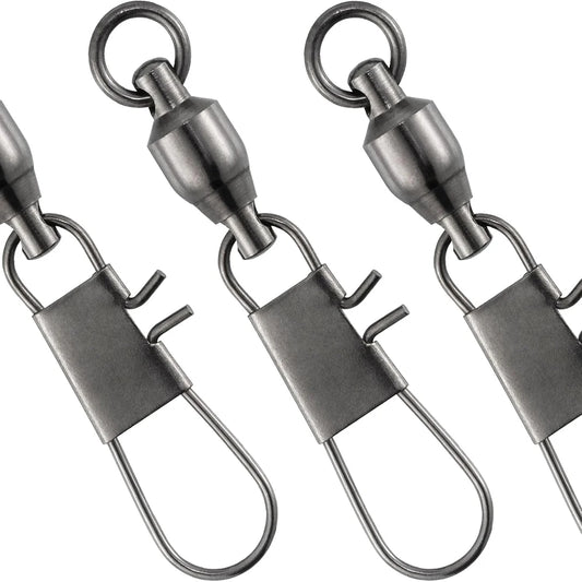 100Pcs Ball Bearing Snap Swivels Swivels Fishing Tackle with Safety Interlock Snap Saltwater Freshwater Stainless Fishing Tackle