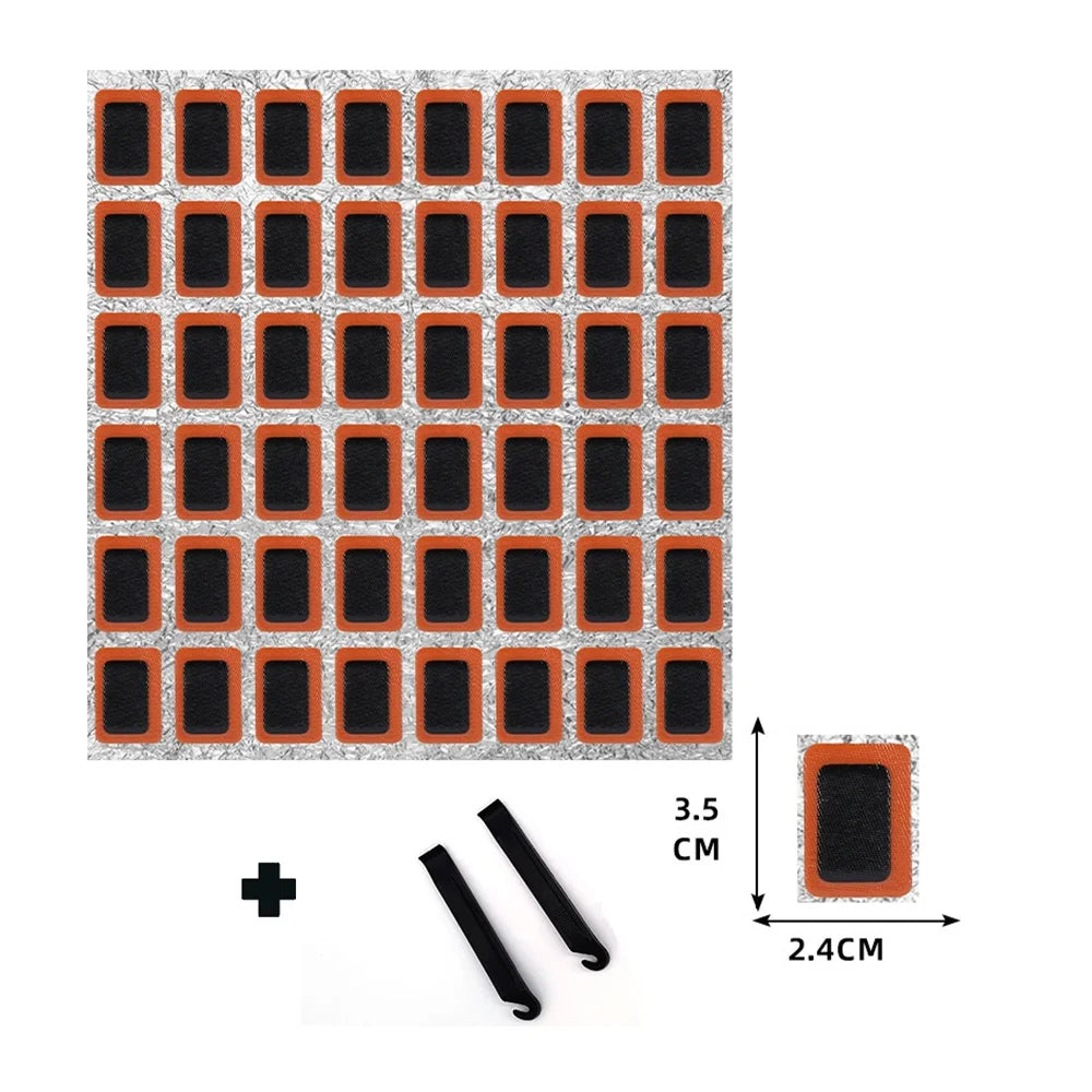 48pcs Tire Repair Patch with 2pcs Tire Lever  Self-Adhesive Inner Tube Patches for Mountain Bike Electric Scooter