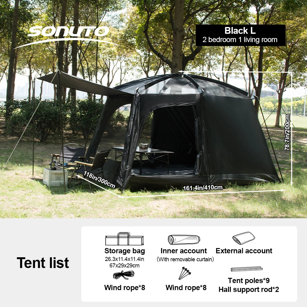 Family Camping Tent 8-12 Person 2 Room with Mosquito Net Sun Roof Instant Pop Up Windproof Large Outdoor Tent for Backyard