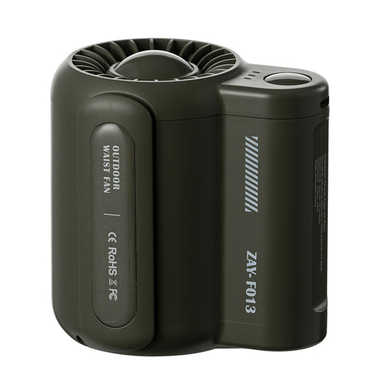 Portable Electric Fan Outdoor Camping Fan Rechargeable 3 Speeds Leafless Fan Waist-mounted Handheld Mini Electric Fan