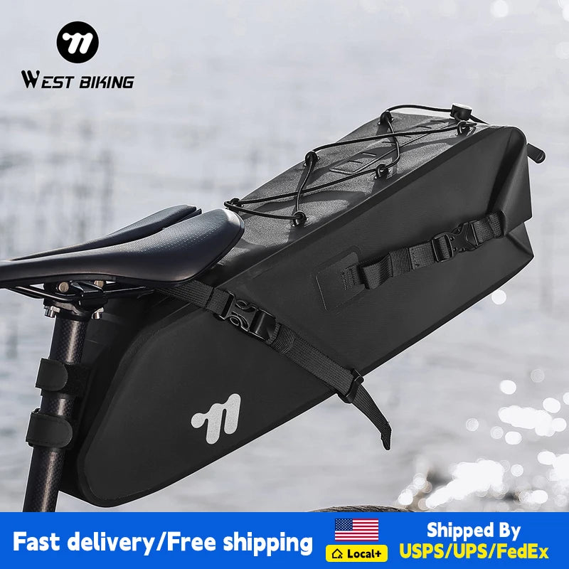 WEST BIKING Bicycle Saddle Bag 10-14L Large Capacity Full Waterproof Cycling Tail Bag Daily Travel Storage Bag MTB Bike Access