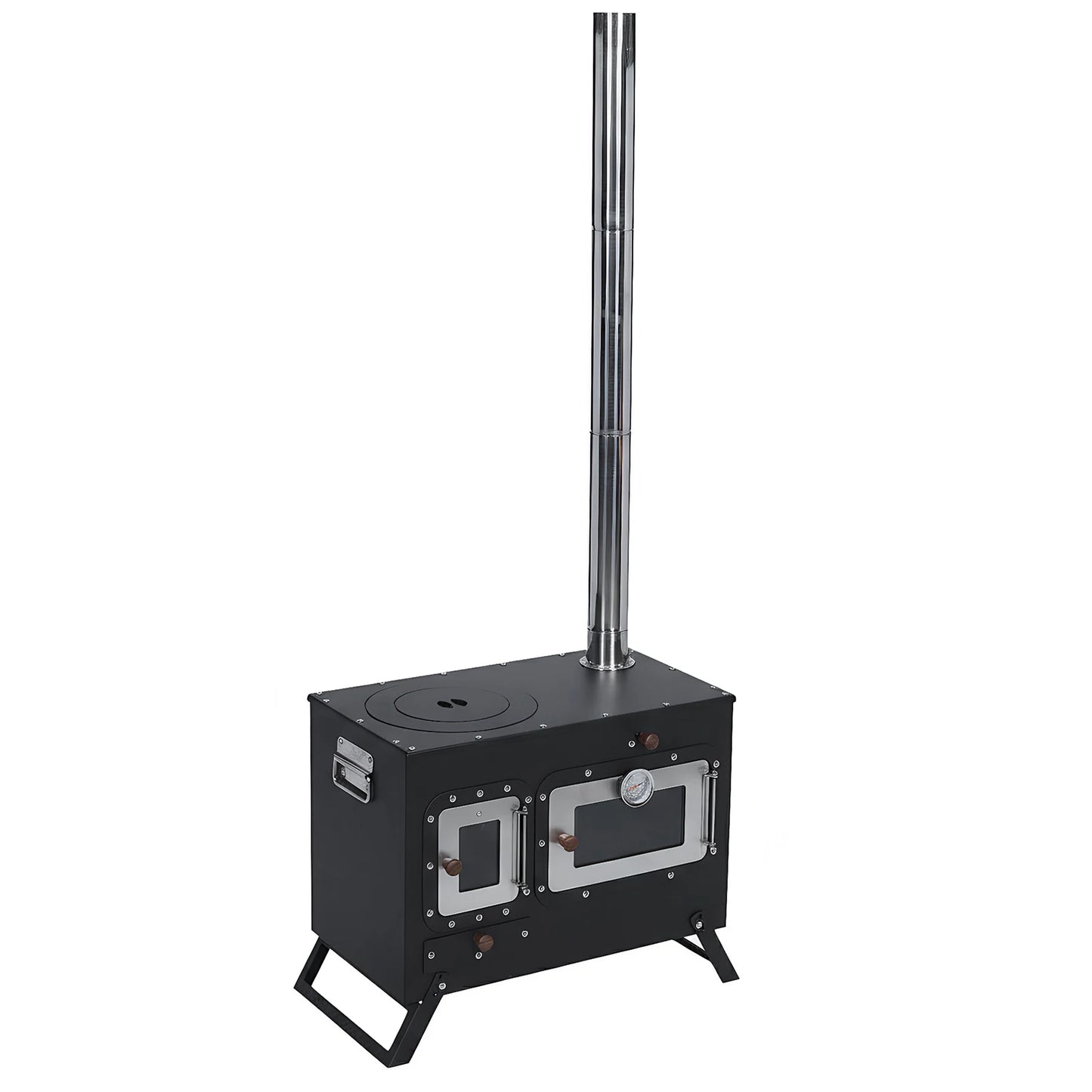 Hot Tent Stove with Chimney Pipe Stainless Wood Burning Stove with Oven for Outdoor Heating & Cooking Ice Fishing Hunting