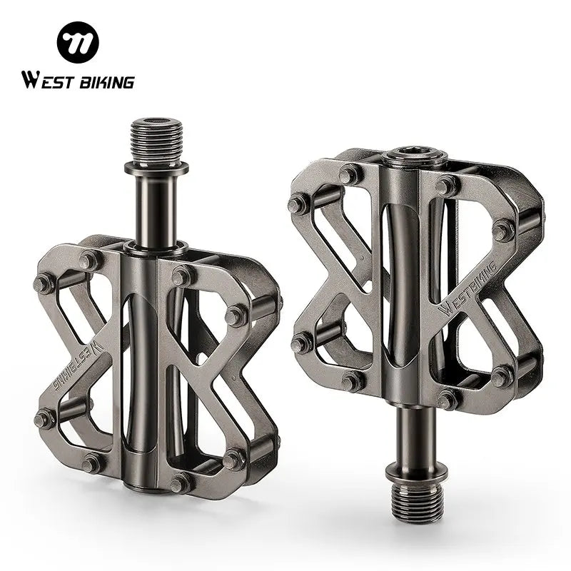 WEST BIKING All Titanium Alloy Bicycle Pedals 3 Bearings Racing Pedal Lightweight Cycling Flat Pedal MTB Road Bike Accessories