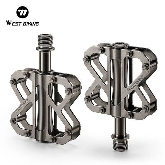 WEST BIKING All Titanium Alloy Bicycle Pedals 3 Bearings Racing Pedal Lightweight Cycling Flat Pedal MTB Road Bike Accessories