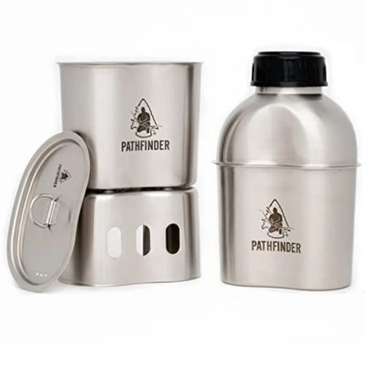 Metal Canteen Cooking Set - Survival Gear - Camping Essentials Mess Kit - Military Grade Outdoor Eating Kit - Hiking and Trail