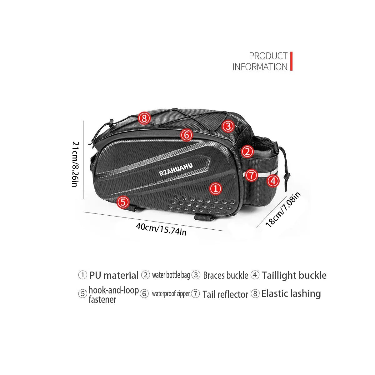 Large-capacity hard-shell rear camel bag for bicycles, waterproof rear seat shelf bag for cycling