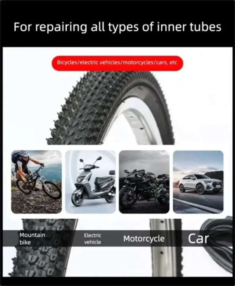 48pcs Tire Repair Patch with 2pcs Tire Lever  Self-Adhesive Inner Tube Patches for Mountain Bike Electric Scooter