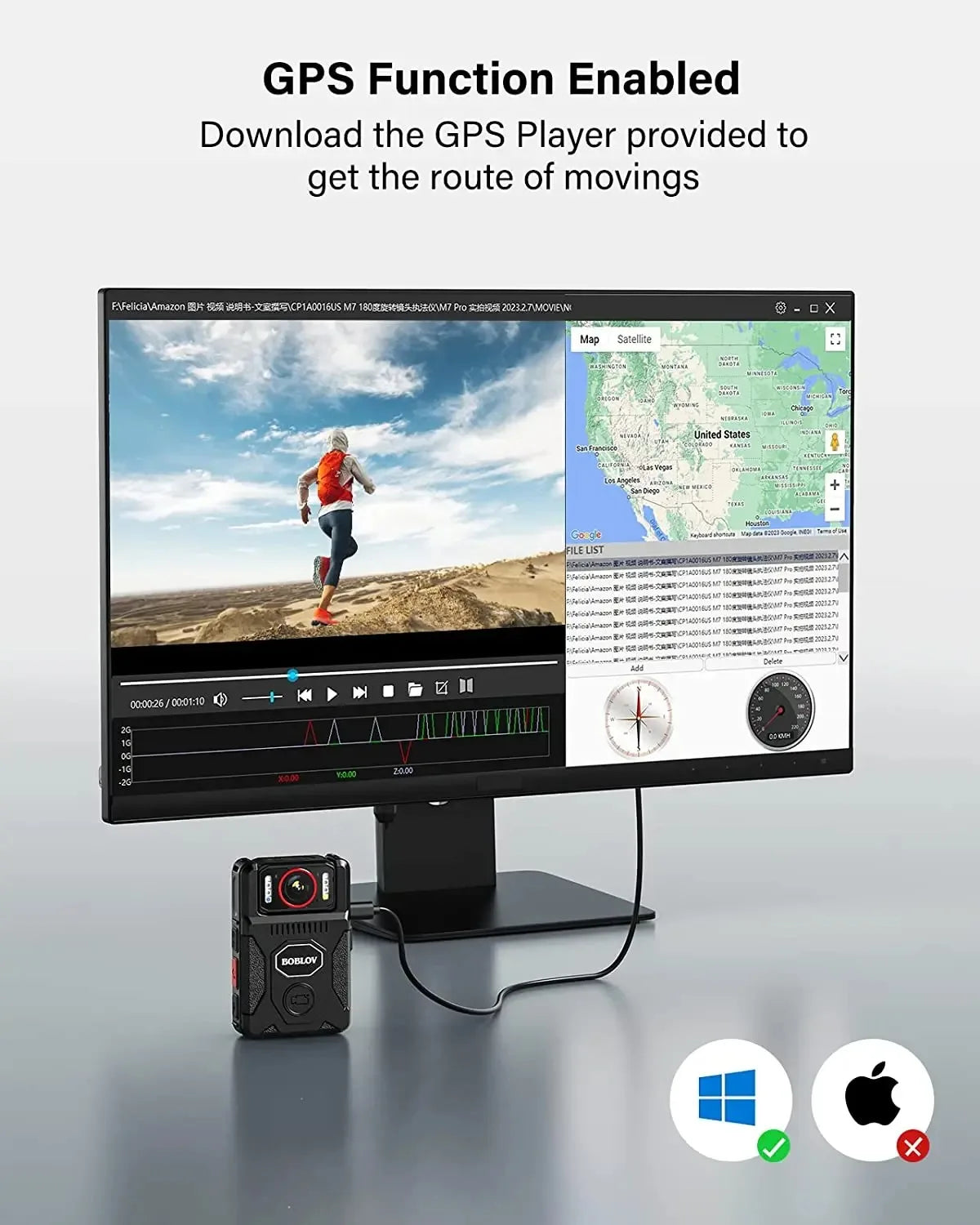 BOBLOV M7 Pro 4K GPS Body Camera 256GB Video Recorder 180° Rotate Lens Mounted Camera 4000mAh Battery 15 Hours Recording Bodycam