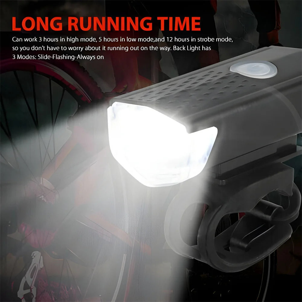 2PCS USB Rechargeable Bike Light Set Front Light with Taillight Easy to Install 3 Modes Bicycle Accessories for the Bicycle