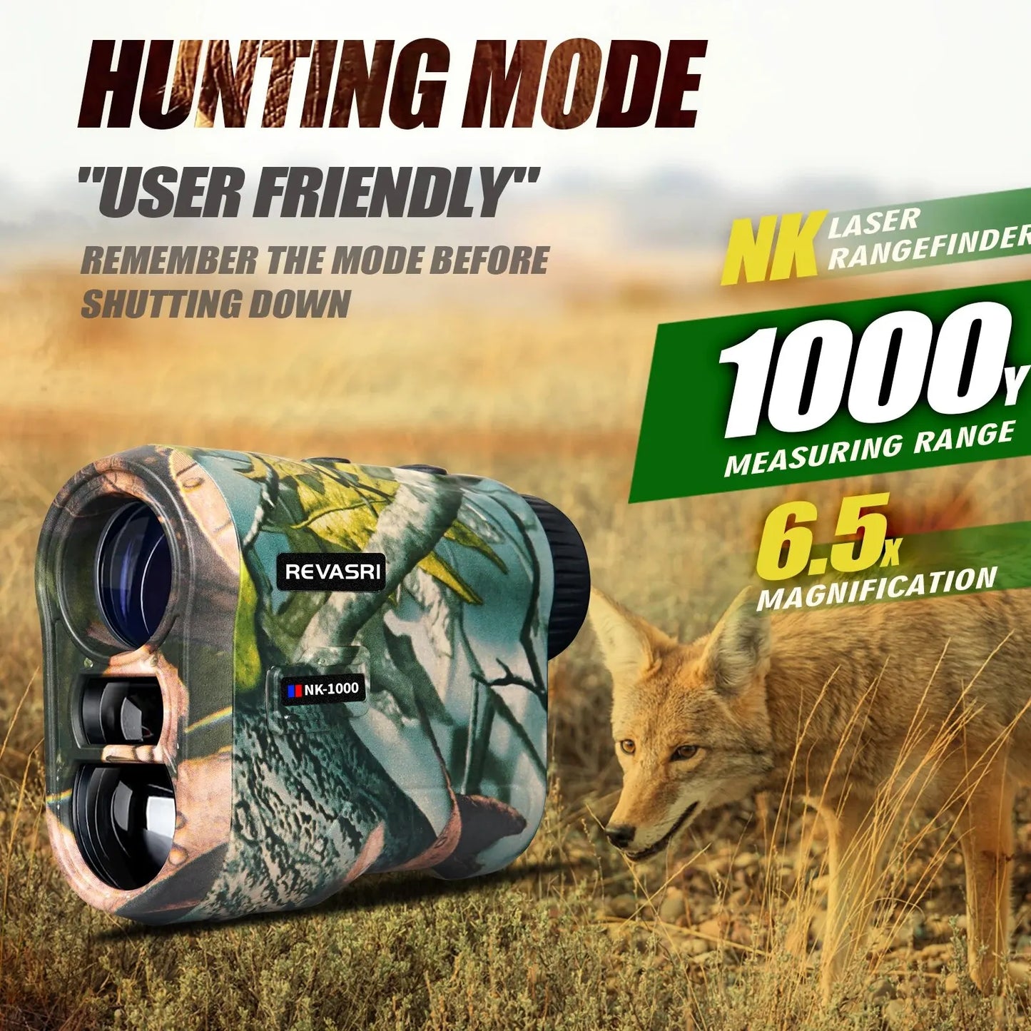 REVASRI Hunting Laser Rangefinder 1000 Yards with Type-C Rechargeable Hunting Range Finder with Target Acquisition Technology