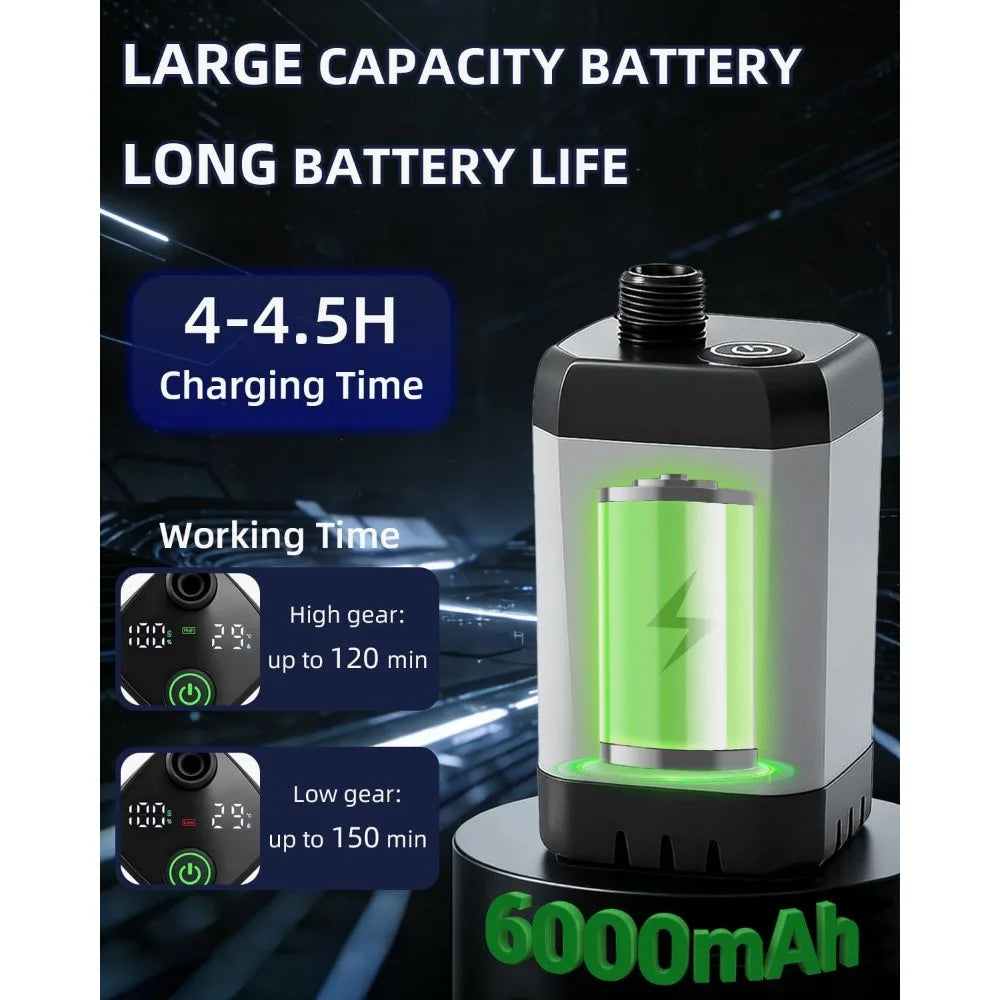 Portable Heated Camping Shower 6000mAh Rechargeable Pump 3 Spray Modes 5 Gal Foldable Bucket Travel RV Pet Car