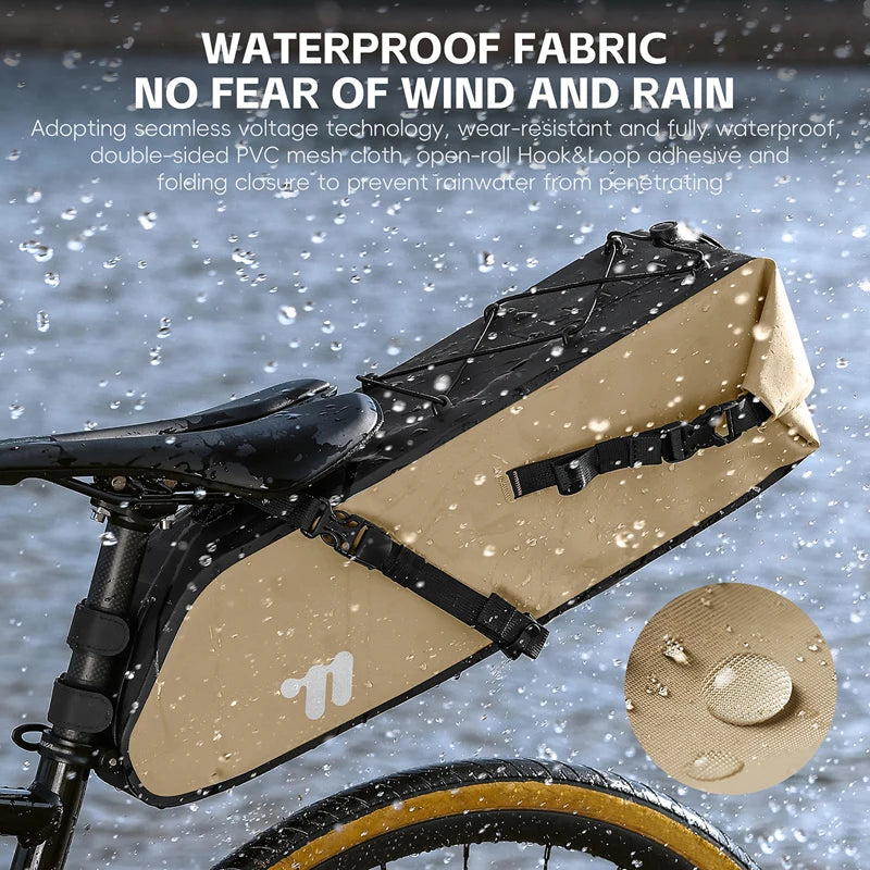WEST BIKING Bicycle Saddle Bag 10-14L Large Capacity Full Waterproof Cycling Tail Bag Daily Travel Storage Bag MTB Bike Access