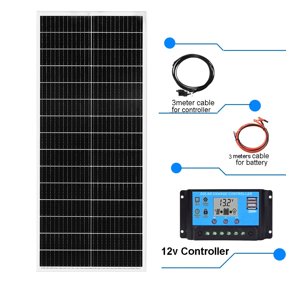 Rigid Solar panel 1000W / 400W /500W/ 300W / 200W / 100W Solar Panels charger battery Charging module Cell For Car Boat Home RV